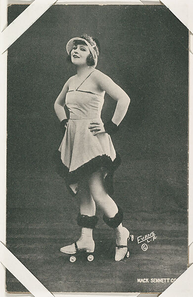 Bathing beauty in costume on roller skates from Mack Sennett Comedies Arcade series (W423), Commercial photolithograph 