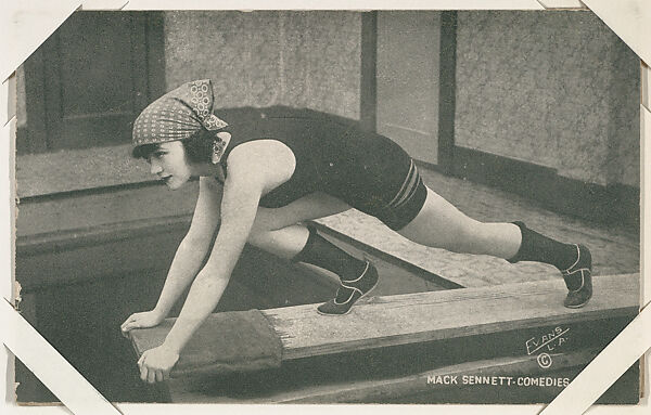 Bathing beauty posed on diving board from Mack Sennett Comedies Arcade series (W423), Commercial photolithograph 