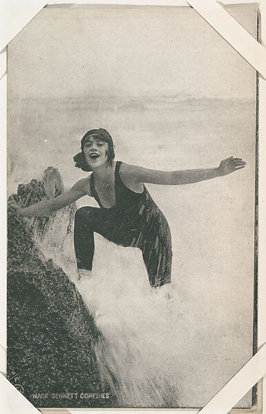 Bathing beauty in surf from Mack Sennett Comedies Arcade series (W423), Commercial photolithograph 