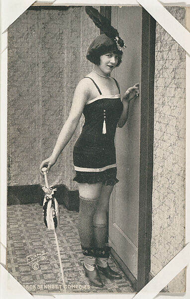 Bathing beauty in costume in interior from Mack Sennett Comedies Arcade series (W423), Commercial photolithograph 