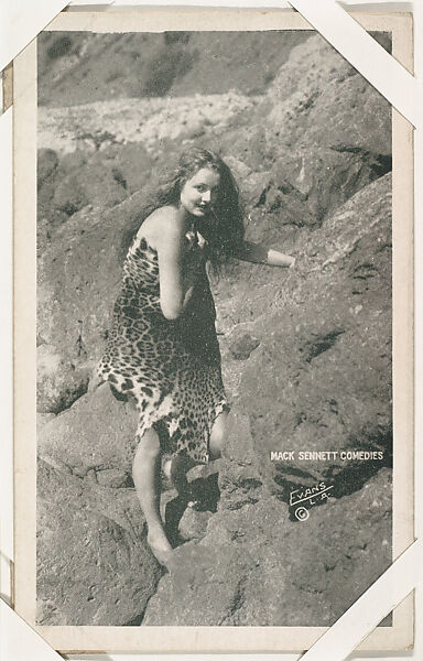 Bathing beauty in leopard costume from Mack Sennett Comedies Arcade series (W423), Commercial photolithograph 