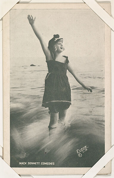Bathing beauty in surf from Mack Sennett Comedies Arcade series (W423), Commercial photolithograph 