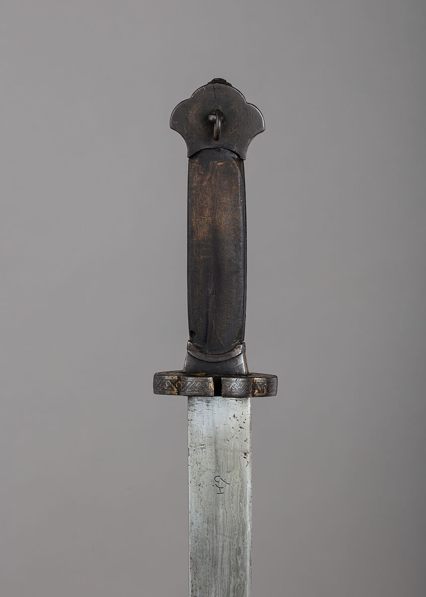Saber and Scabbard, Steel, gold, silver, turquoise, leather, wood, Sino-Tibetan