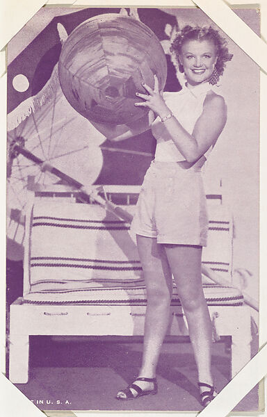 Actress holding beach ball (W423), Commercial color photolithograph 