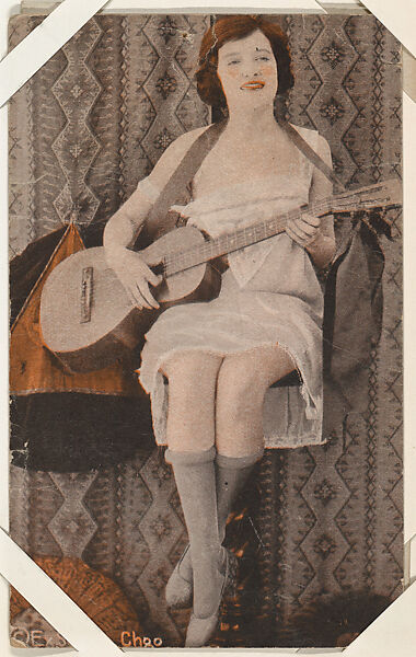 Actress in interior with guitar (W423), Commercial photolithograph 