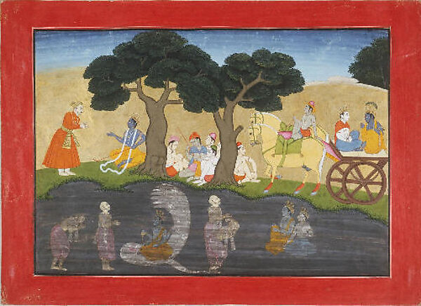 Akura's Mystic Vision of Vishnu on the Serpent Adisesha: Folio from a Bhagavata Purana