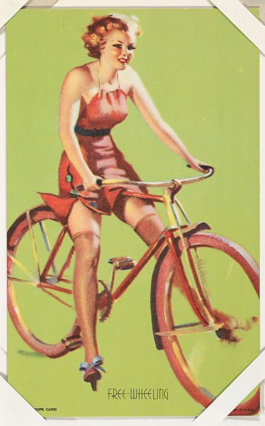 Free-Wheeling from Glamour Girls series (W424), International Mutoscope Reel Company, Commercial color lithograph 