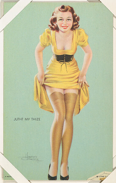 Jutht My Thize from All American Girls series (W424), International Mutoscope Reel Company, Commercial color lithograph 