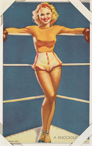 A Knockout from Glamour Girls series (W424), International Mutoscope Reel Company, Commercial color lithograph 