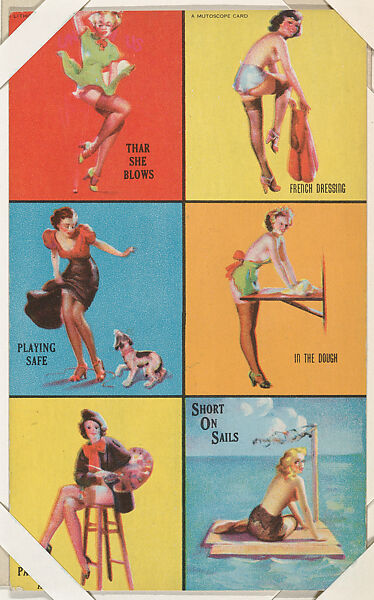 Six-Up panel from Pin-Up Girls series (W424), International Mutoscope Reel Company, Commercial color lithograph 