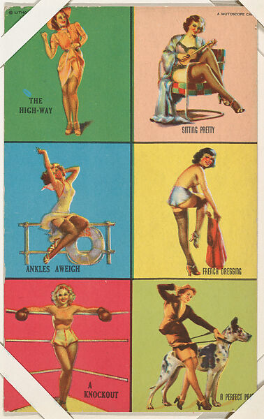 Six-Up panel from Pin-Up Girls series (W424), International Mutoscope Reel Company, Commercial color lithograph 