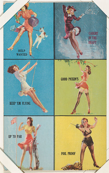 Six-Up panel from Pin-Up Girls series (W424), International Mutoscope Reel Company, Commercial color lithograph 