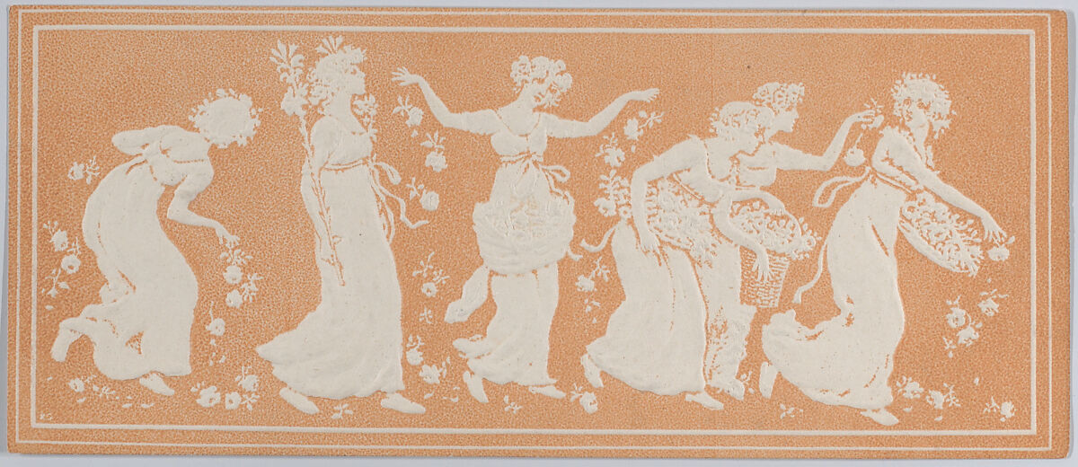 Valentine, Kate Greenaway (British, London 1846–1901 London), White card, figures shown in raised cameo embossing; printed with tan background. 