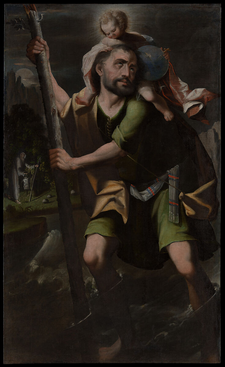 Saint Christopher, Melchor Pérez Holguin (Bolivia, ca. 1660–after 1732), Oil on canvas, Bolivia 