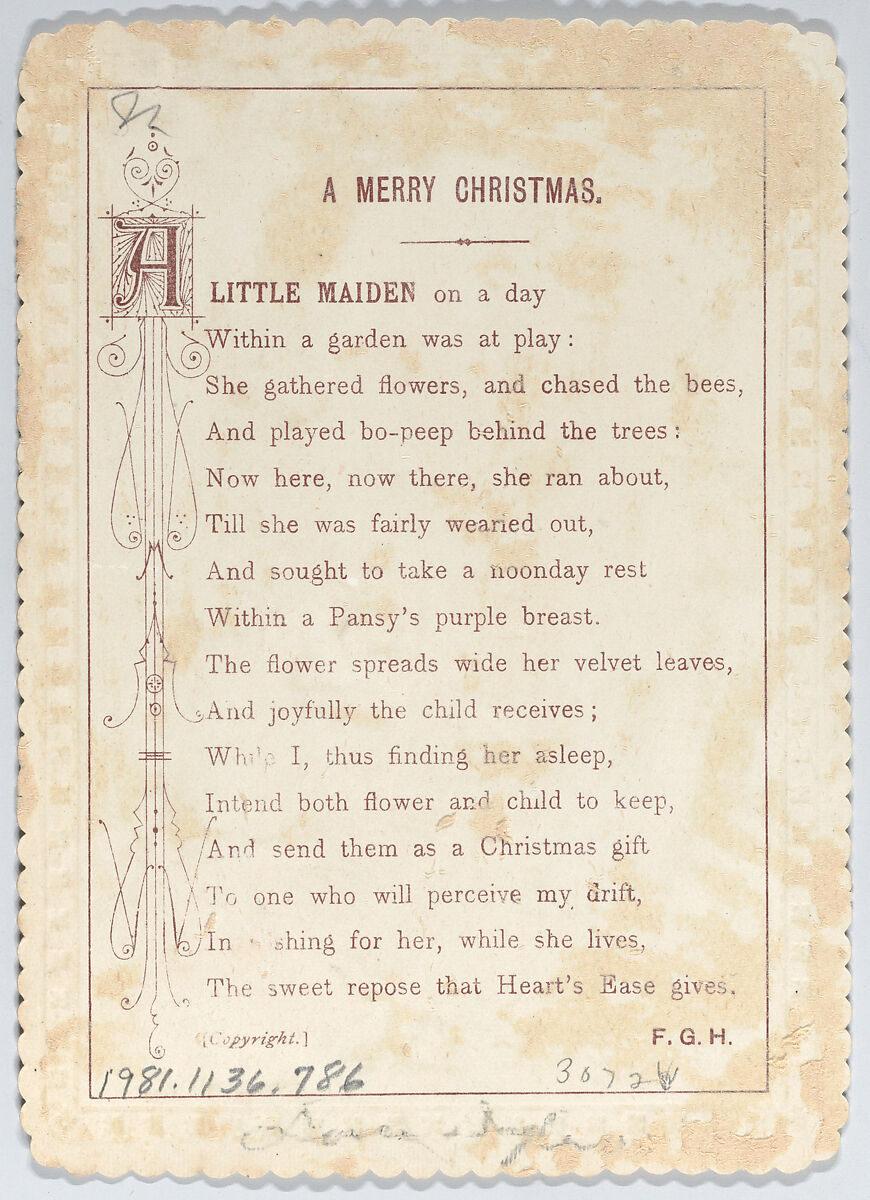 Valentine, Anonymous, White card stock with gilt and scalloped borders; chromolithography