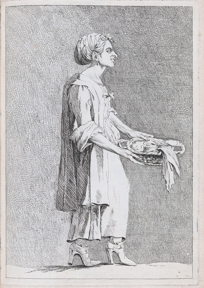 Rita Pontani, Laundress at the French Academy in Rome (?), pl. XII from "Recueil de caricatures", Ange-Laurent de La Live de Jully (1725–1779), Etching 