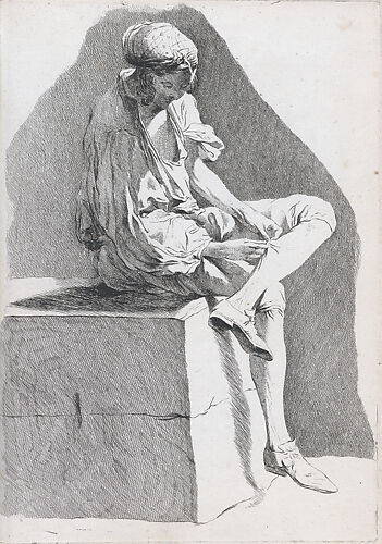 Youth Examining his Stocking (Young Boy of the People), pl. XVI from 