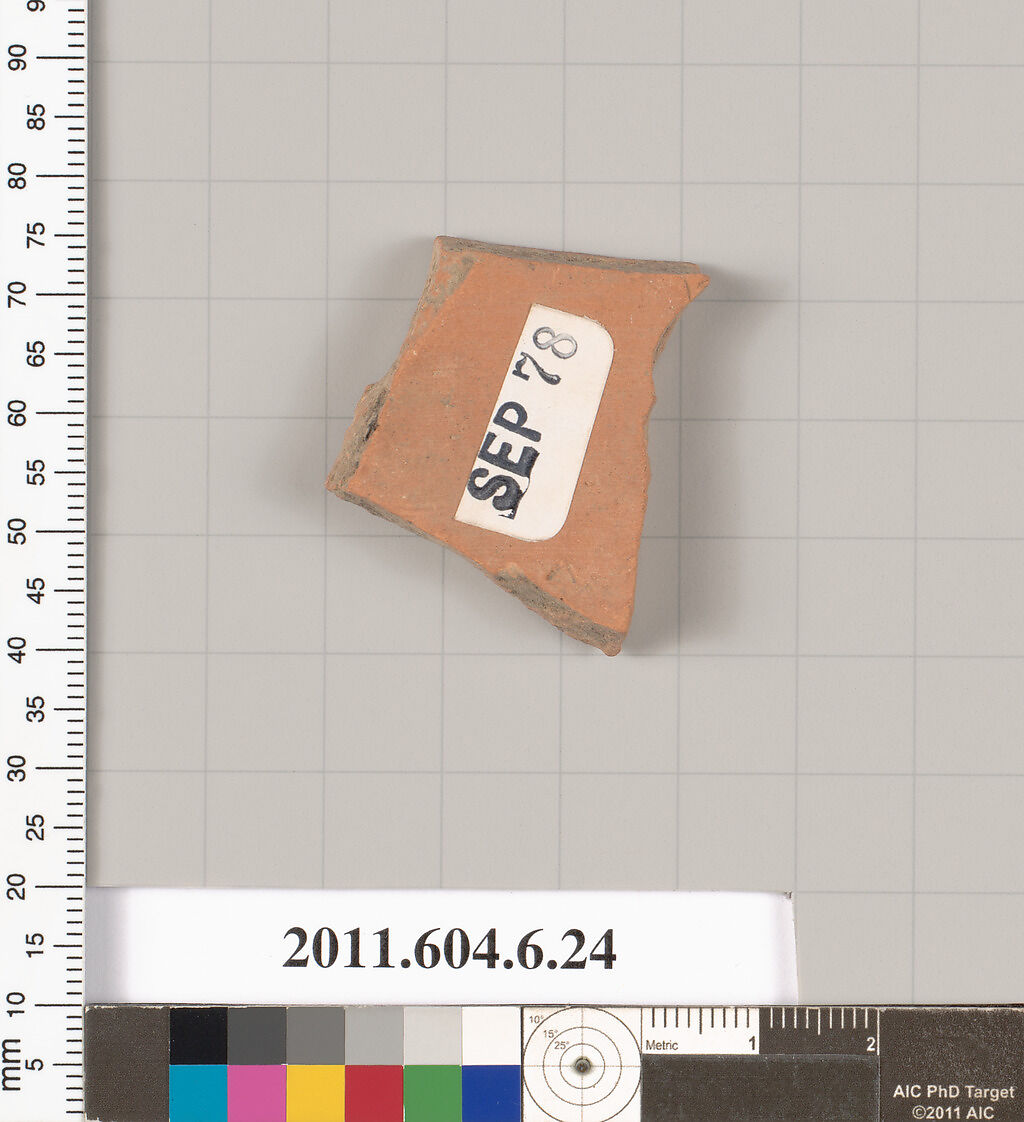 Terracotta fragment of a closed shape, Terracotta, Greek, Attic