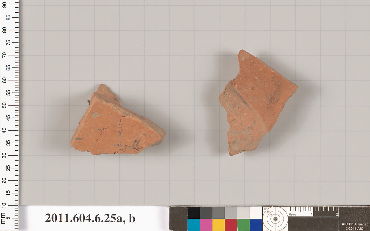 Terracotta fragments of undetermined shapes, Terracotta, Greek, Attic