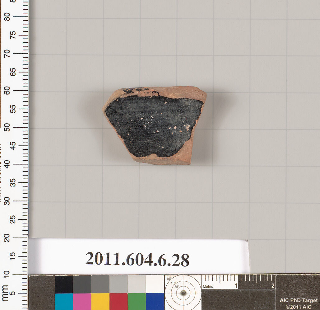 Terracotta fragment of a bowl, Terracotta, Greek, Attic