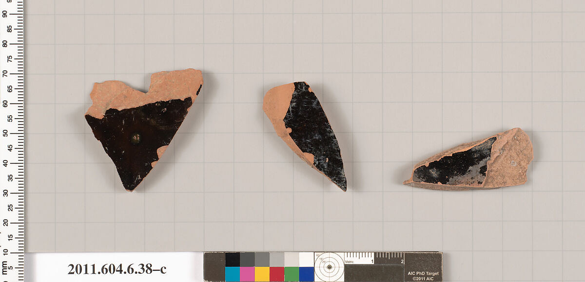 Terracotta fragments of closed shapes, Terracotta, Greek, Attic