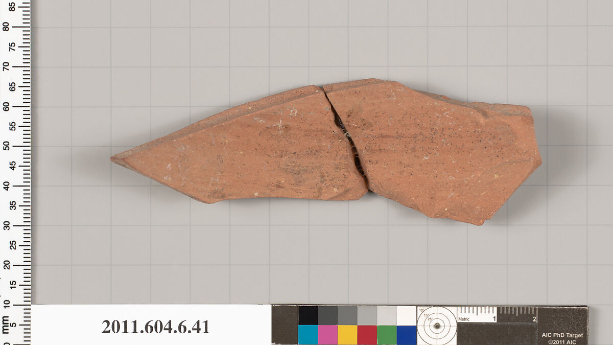 Terracotta fragment of a closed shape, Terracotta, Greek, Attic
