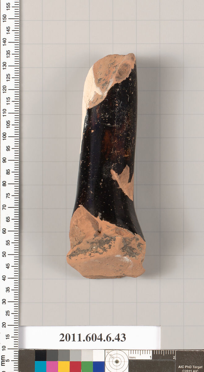 Terracotta fragment of an undetermined shape, Terracotta, Greek, Attic