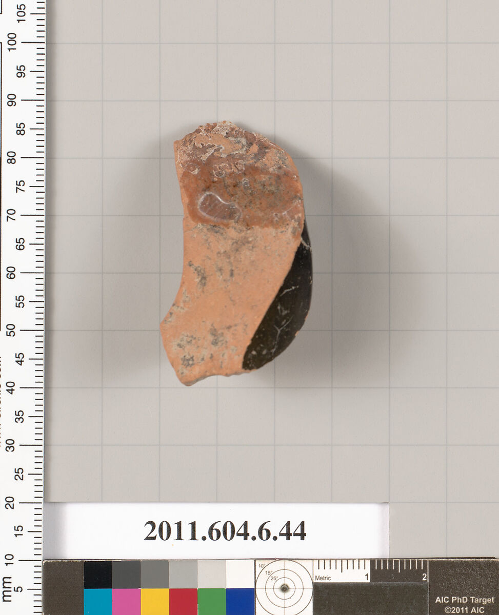 Terracotta fragment of an undetermined shape, Terracotta, Greek, Attic