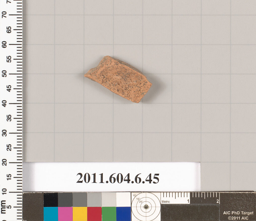 Terracotta fragment of a closed shape, Terracotta, Greek, Attic