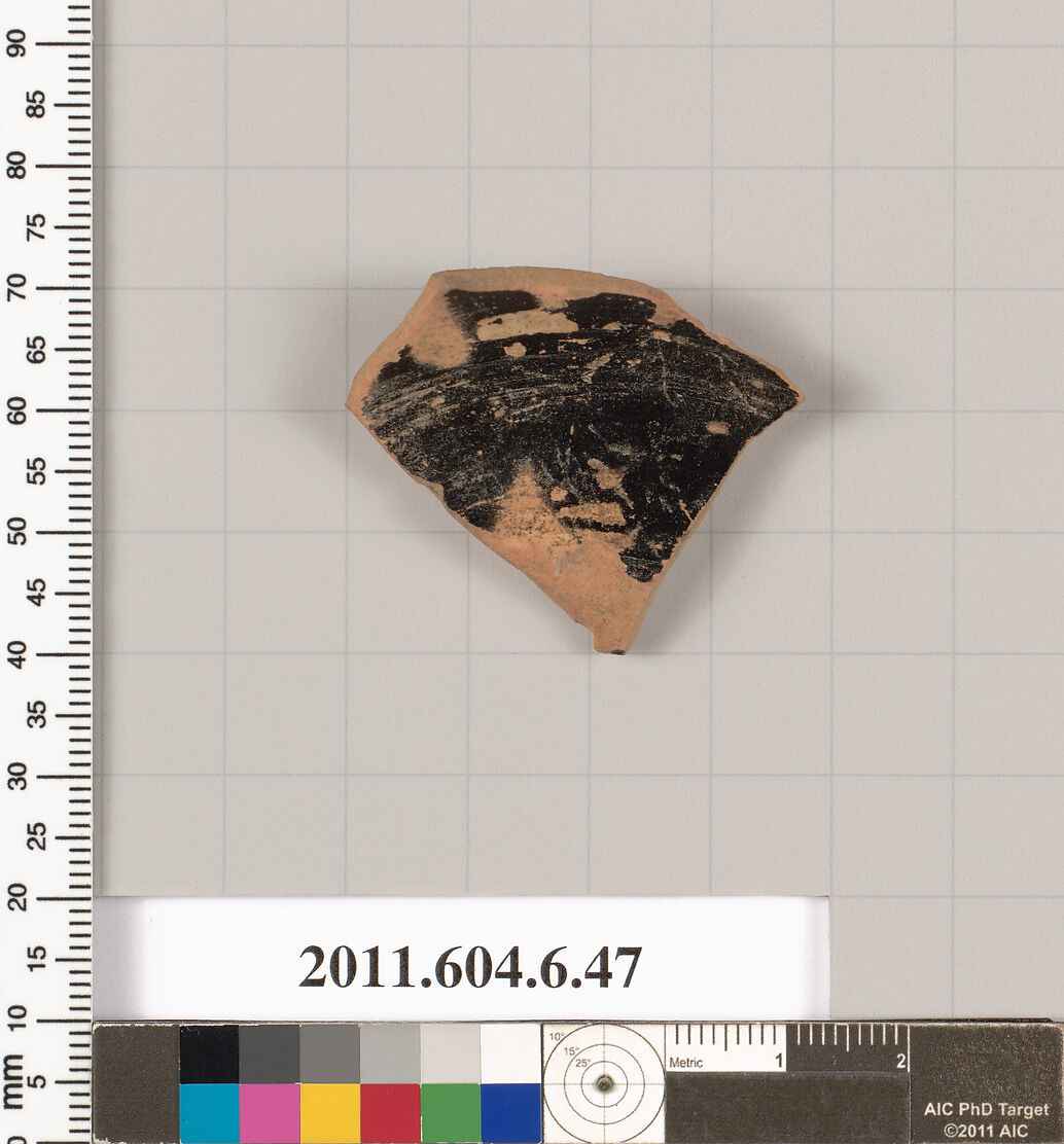 Terracotta fragment of an undetermined shape, Terracotta, Greek, Attic