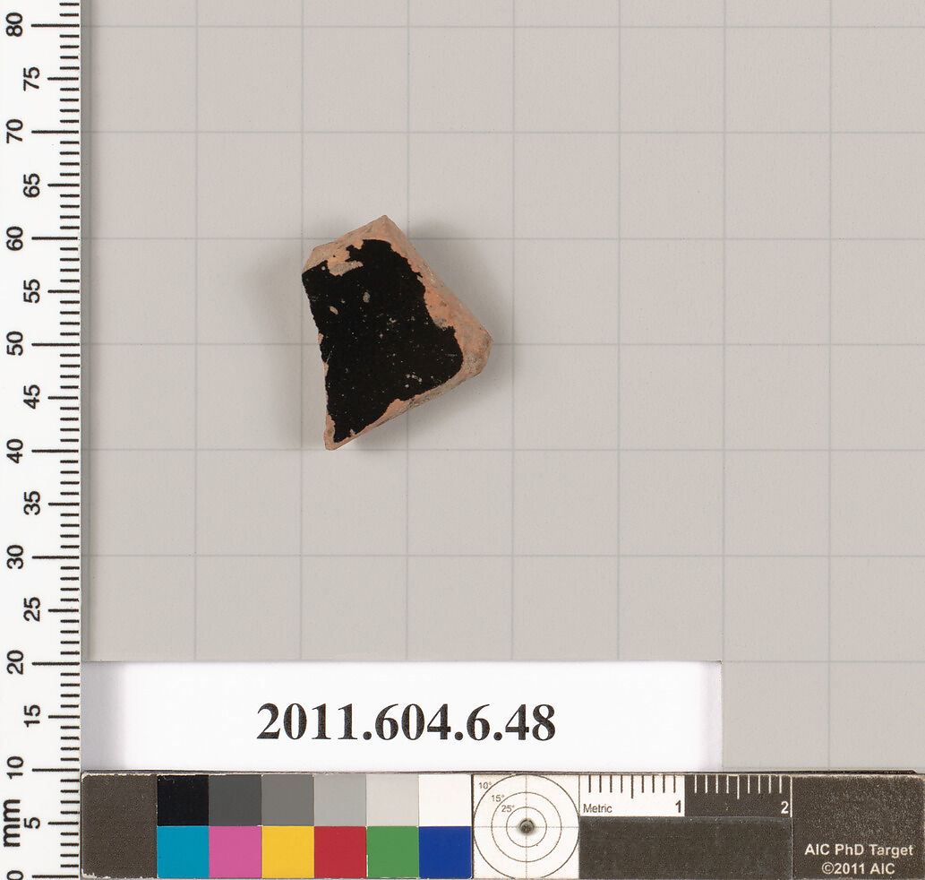 Terracotta fragment of an undetermined shape, Terracotta, Greek, Attic