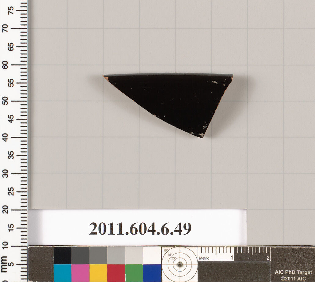 Terracotta rim fragment of an open shape, Terracotta, Greek, Attic