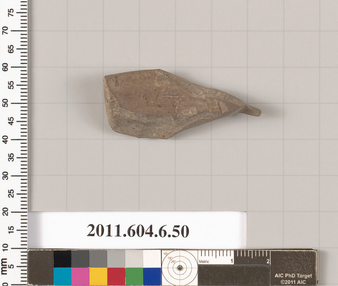 Terracotta fragment of a closed shape, Terracotta, Greek, Attic
