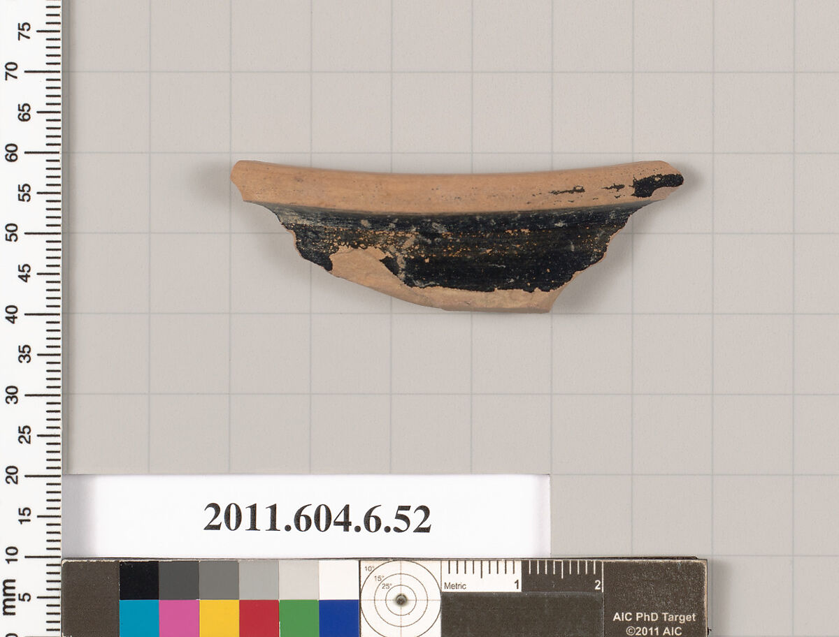 Terracotta rim fragment of an undetermined shape, Terracotta, Greek, Attic 
