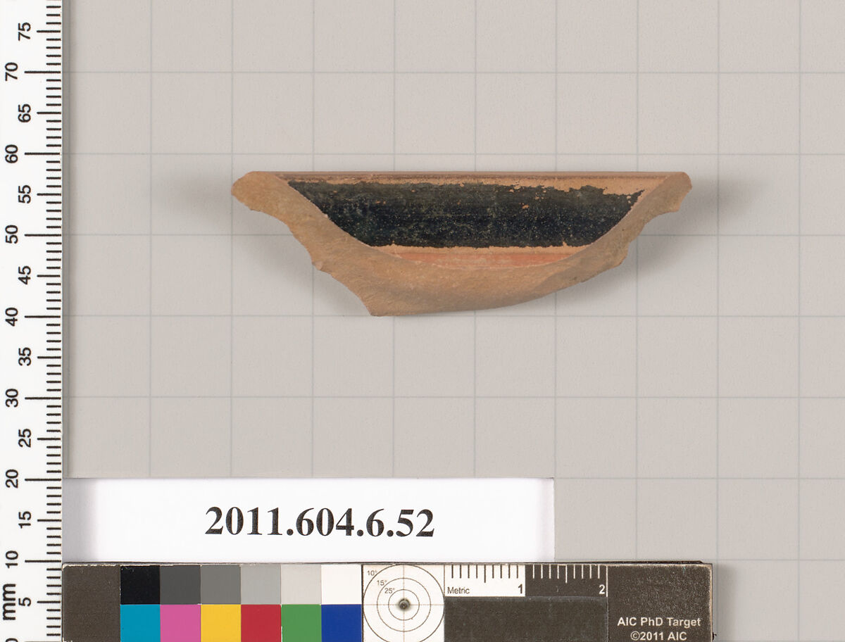 Terracotta rim fragment of an undetermined shape, Terracotta, Greek, Attic
