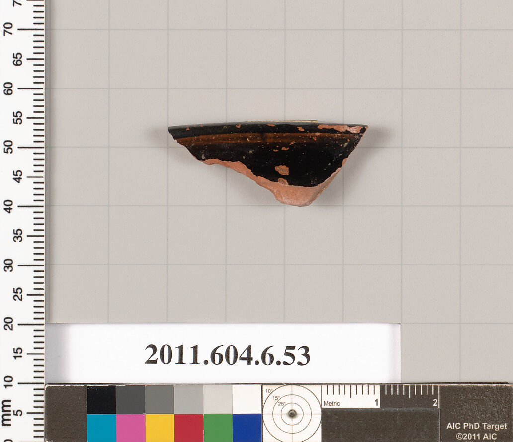 Terracotta rim fragment of an undetermined shape, Terracotta, Greek, Attic