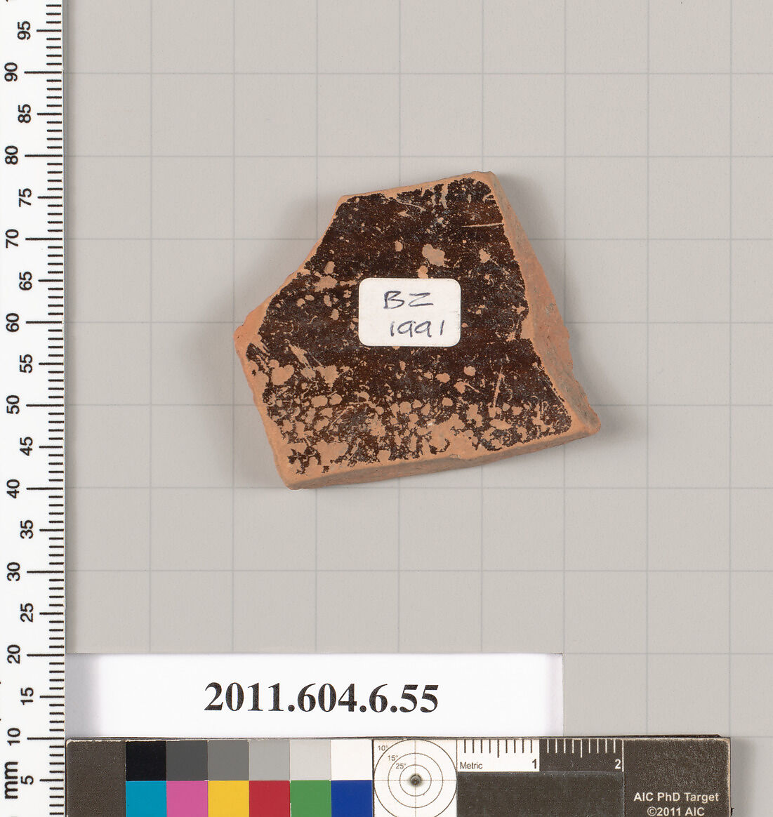 Terracotta fragment of an undetermined shape, Terracotta, Greek, Attic