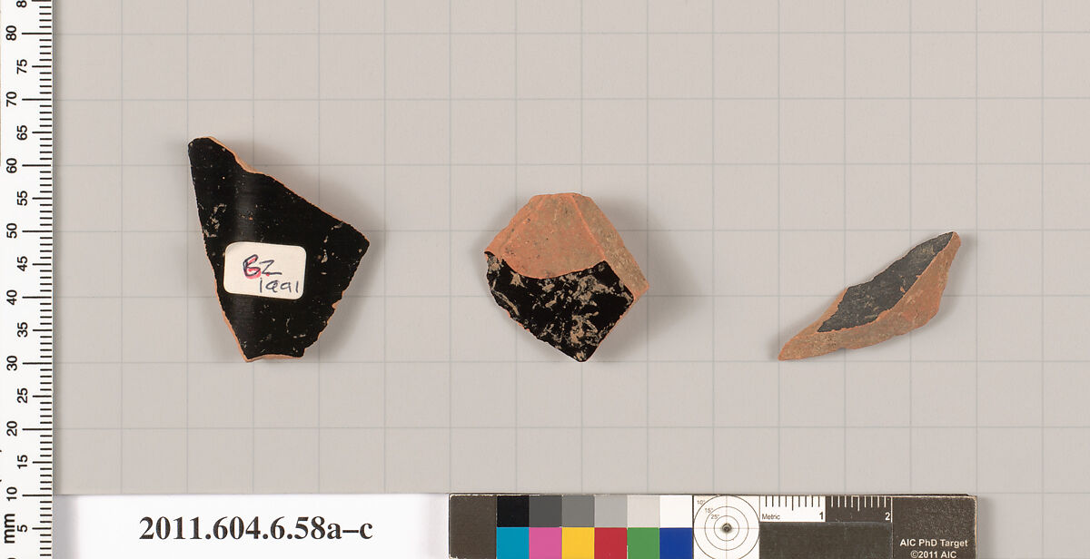 Terracotta fragments of undetermined shapes, Terracotta, Greek, Attic 