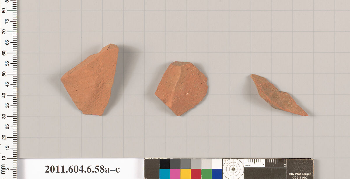 Terracotta fragments of undetermined shapes, Terracotta, Greek, Attic