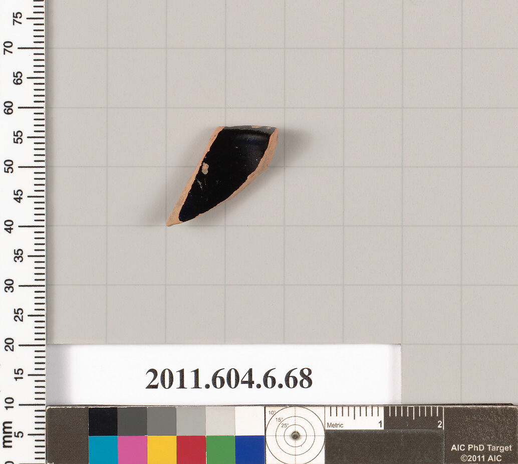 Terracotta rim fragment of an open shape, Terracotta, Greek, Attic