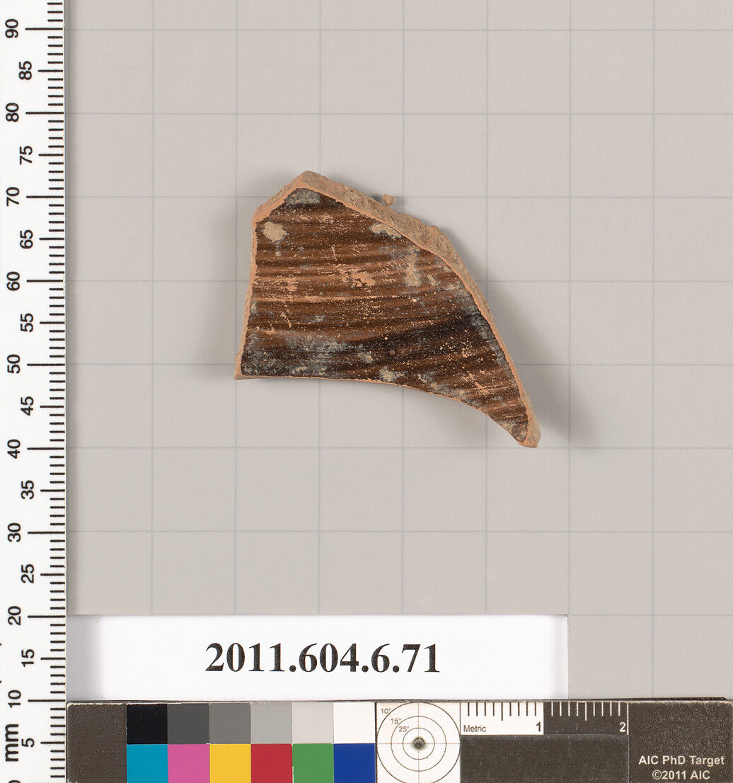 Terracotta fragment of an undetermined shape, Terracotta, Greek, Attic
