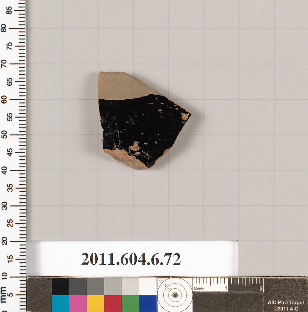 Terracotta fragment of an undetermined shape, Terracotta, Greek, Attic