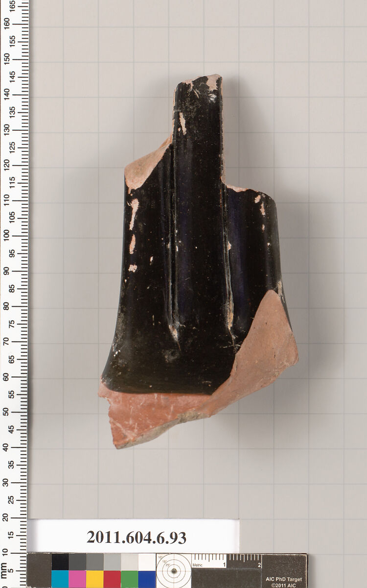 Terracotta fragment of a neck-amphora, Terracotta, Greek, Attic 