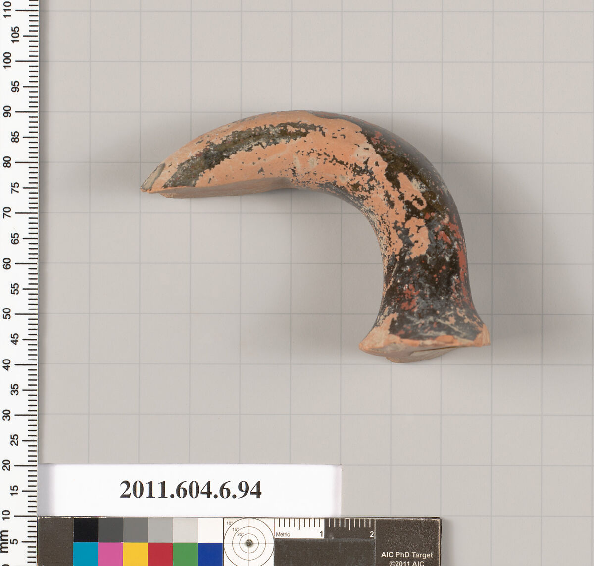 Terracotta fragment of a skyphos (deep drinking cup)?, Terracotta, Greek, Attic