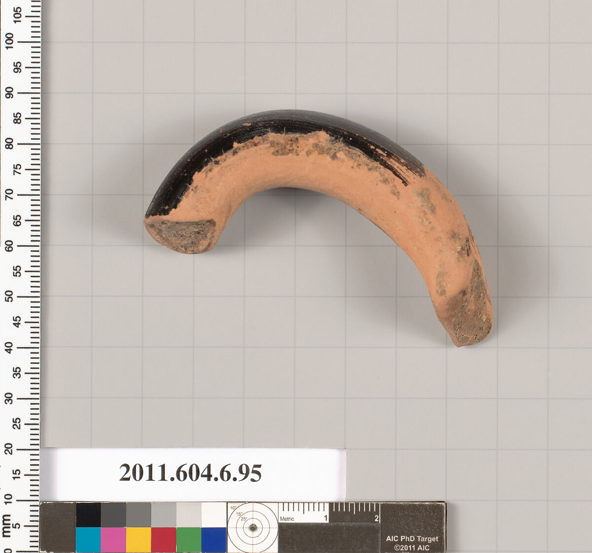 Terracotta fragment of a skyphos (deep drinking cup)?, Terracotta, Greek, Attic