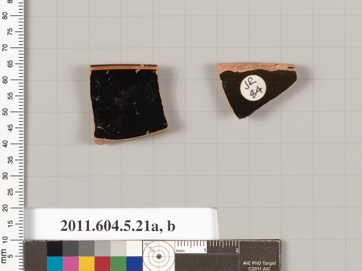 Terracotta rim fragments of kylikes (drinking cups), Terracotta, Greek, Attic