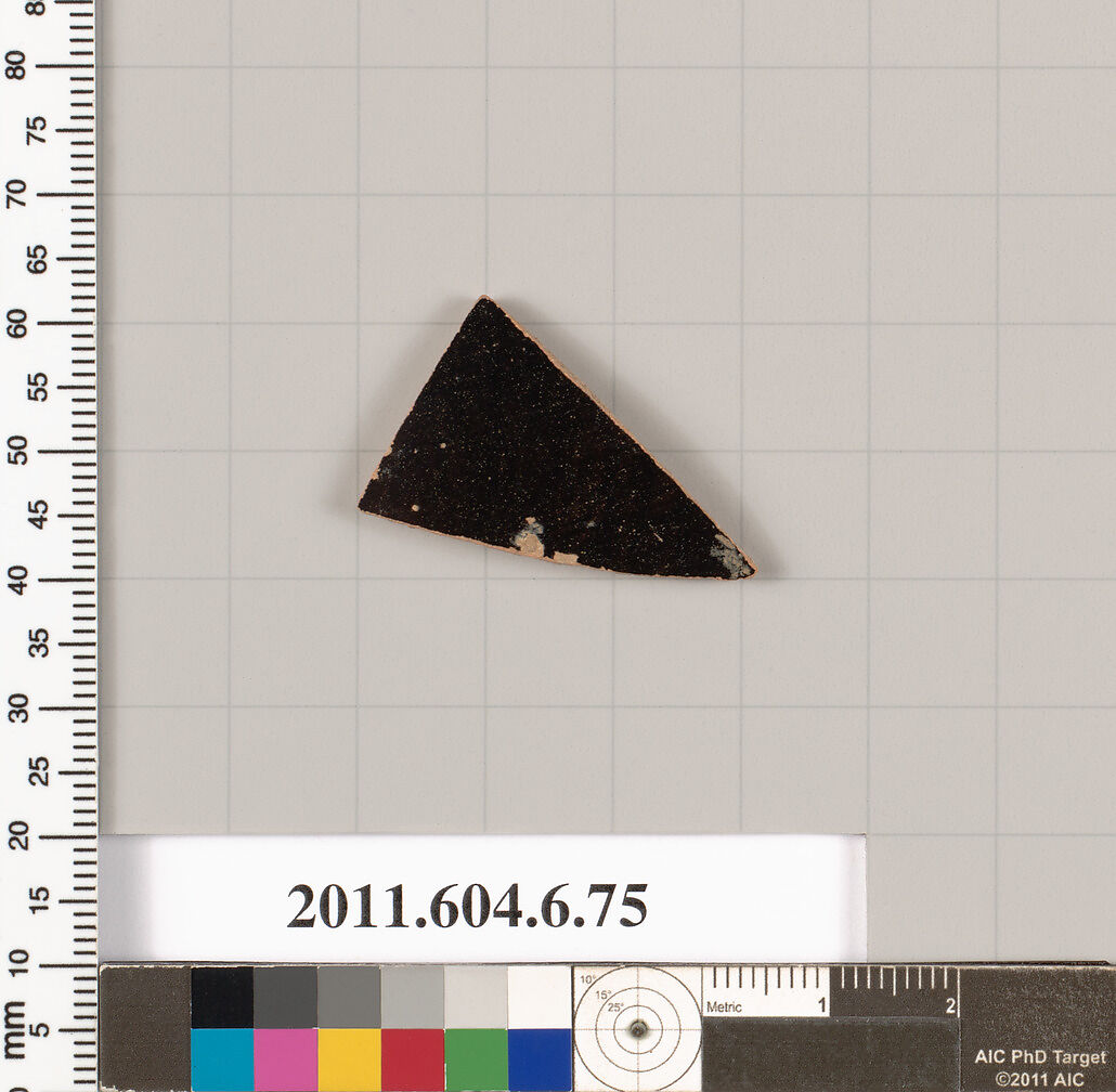 Terracotta fragment of a closed shape, Terracotta, Greek, Attic 