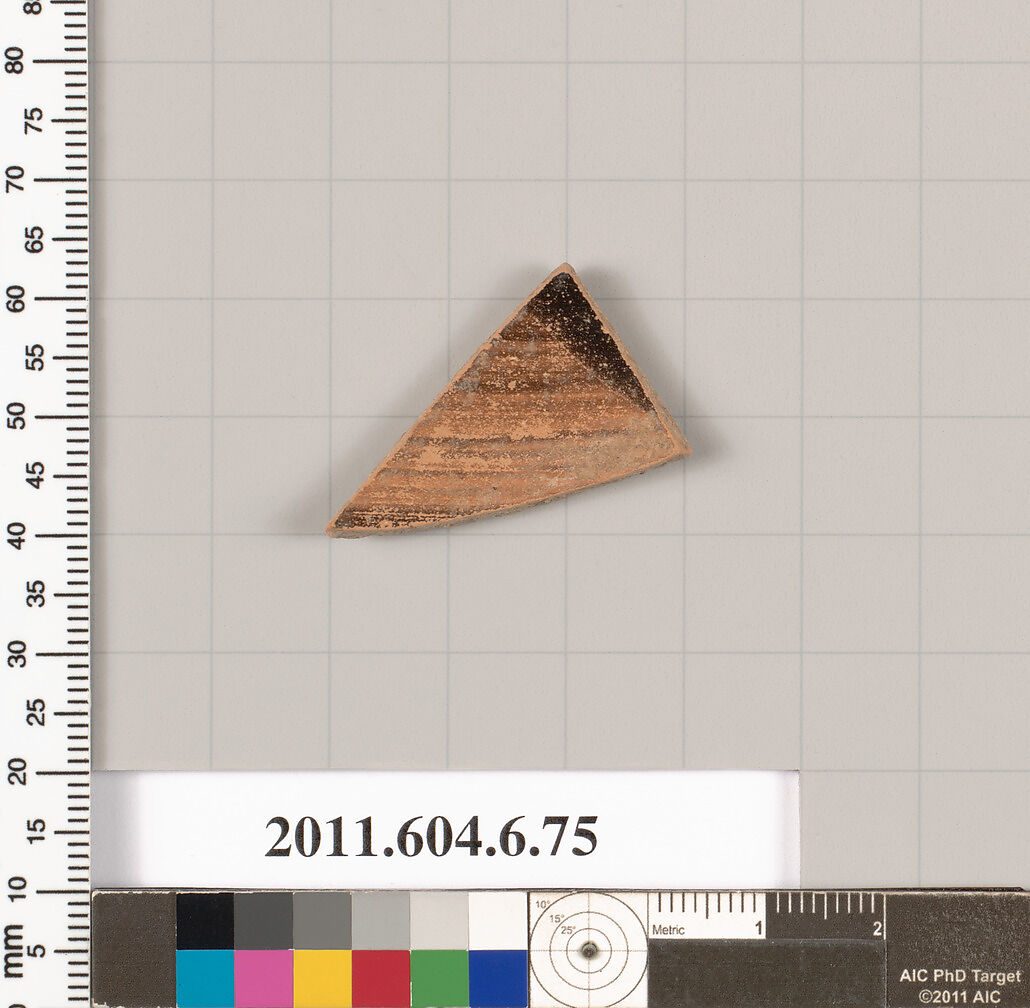 Terracotta fragment of a closed shape, Terracotta, Greek, Attic