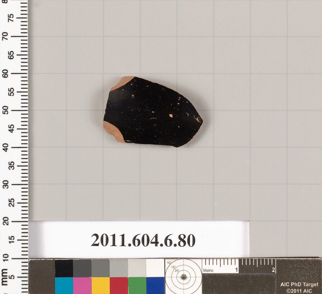 Terracotta fragment of an open shape, Terracotta, Greek, Attic 