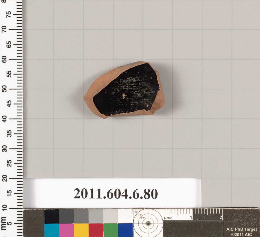 Terracotta fragment of an open shape, Terracotta, Greek, Attic